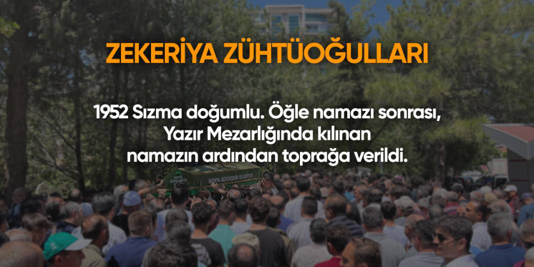 Konya'da bugün vefat edenler | 14 Ekim 2025 17